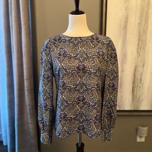 JCrew long sleeve silk blouse paisley pattern size 6